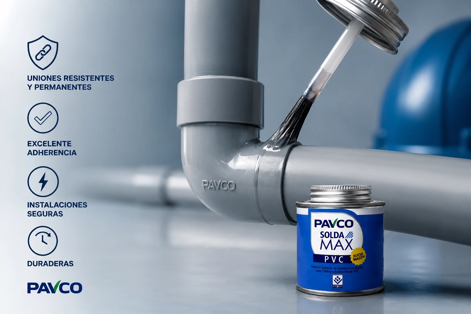 Soldadura PVC Conduit Pavco 1_16 galón seca 5 minutos ref. 2910002