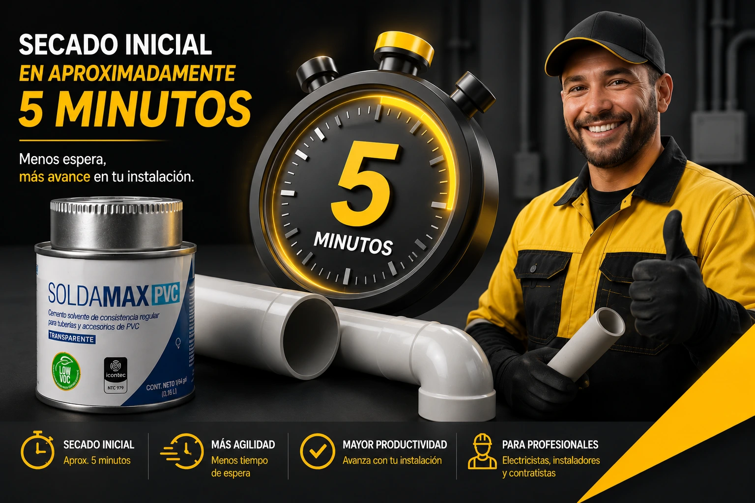 Soldadura Pvc Conduit Pavco 1_64 Galon Seca 5 Minutos Ntc 979 