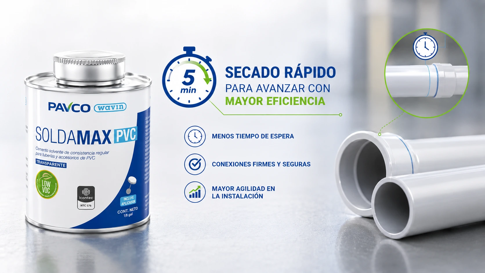 Soldadura Pvc Conduit Pavco 1_8 Galon Seca 5 Minutos Ntc 979
