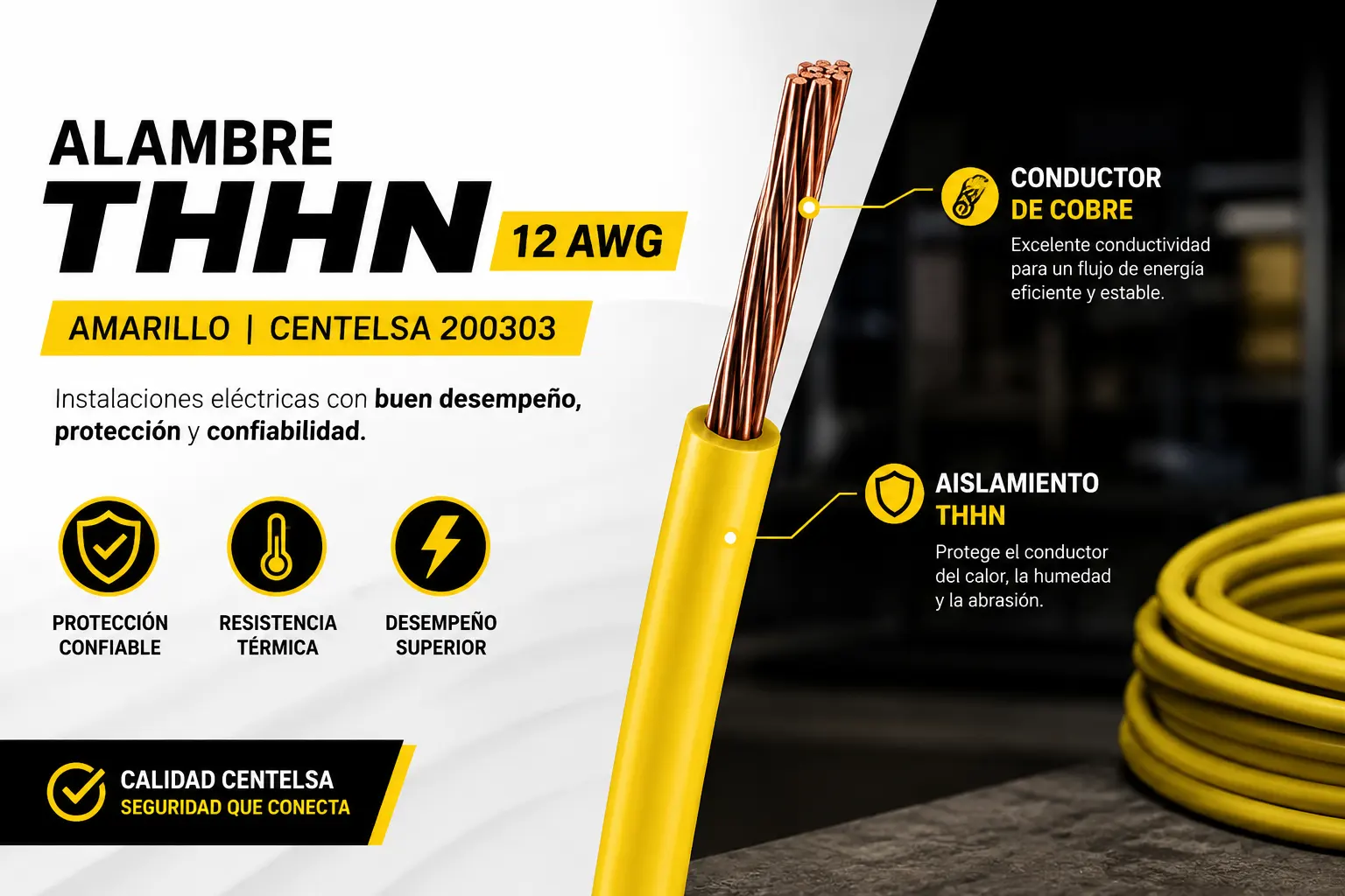 Alambre Thhn 12 Amarillo Centelsa 200303