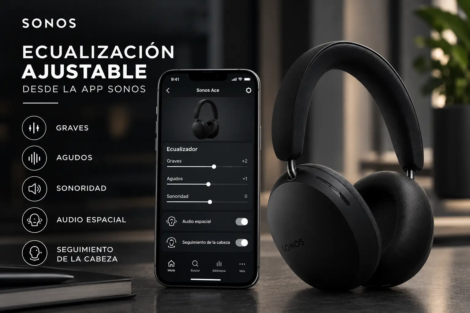 Sonos Ace Audifonos Inalámbricos Negro