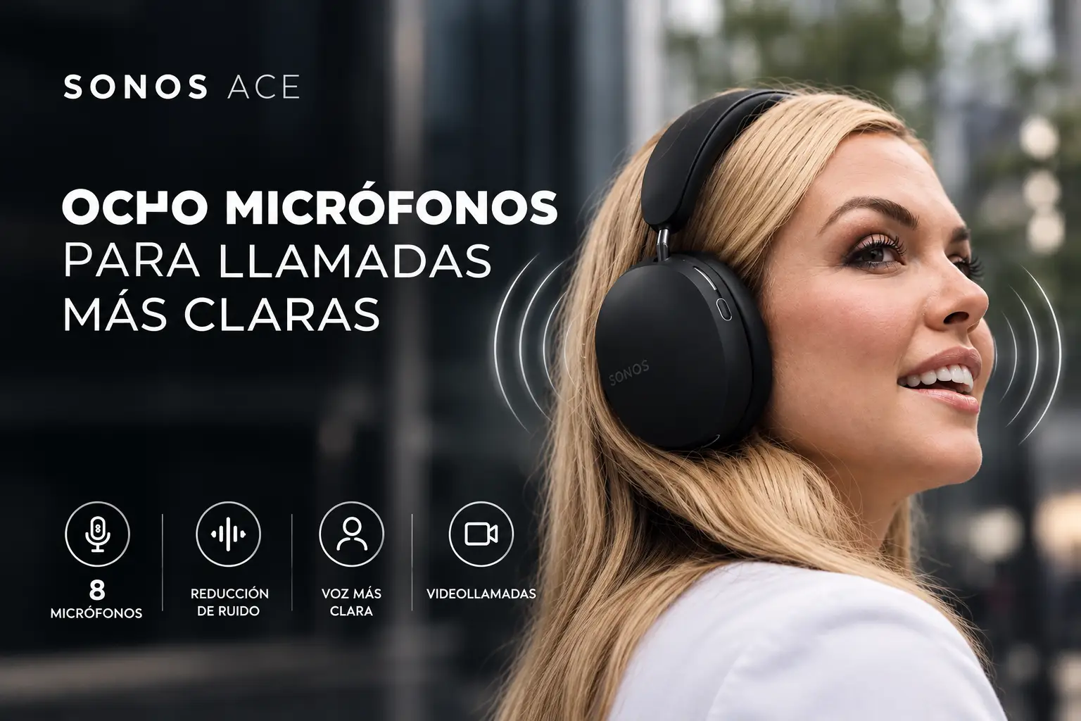 Sonos Ace Audifonos Inalámbricos Negro