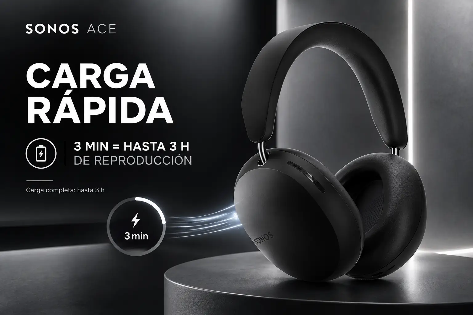 Sonos Ace Audifonos Inalámbricos Negro