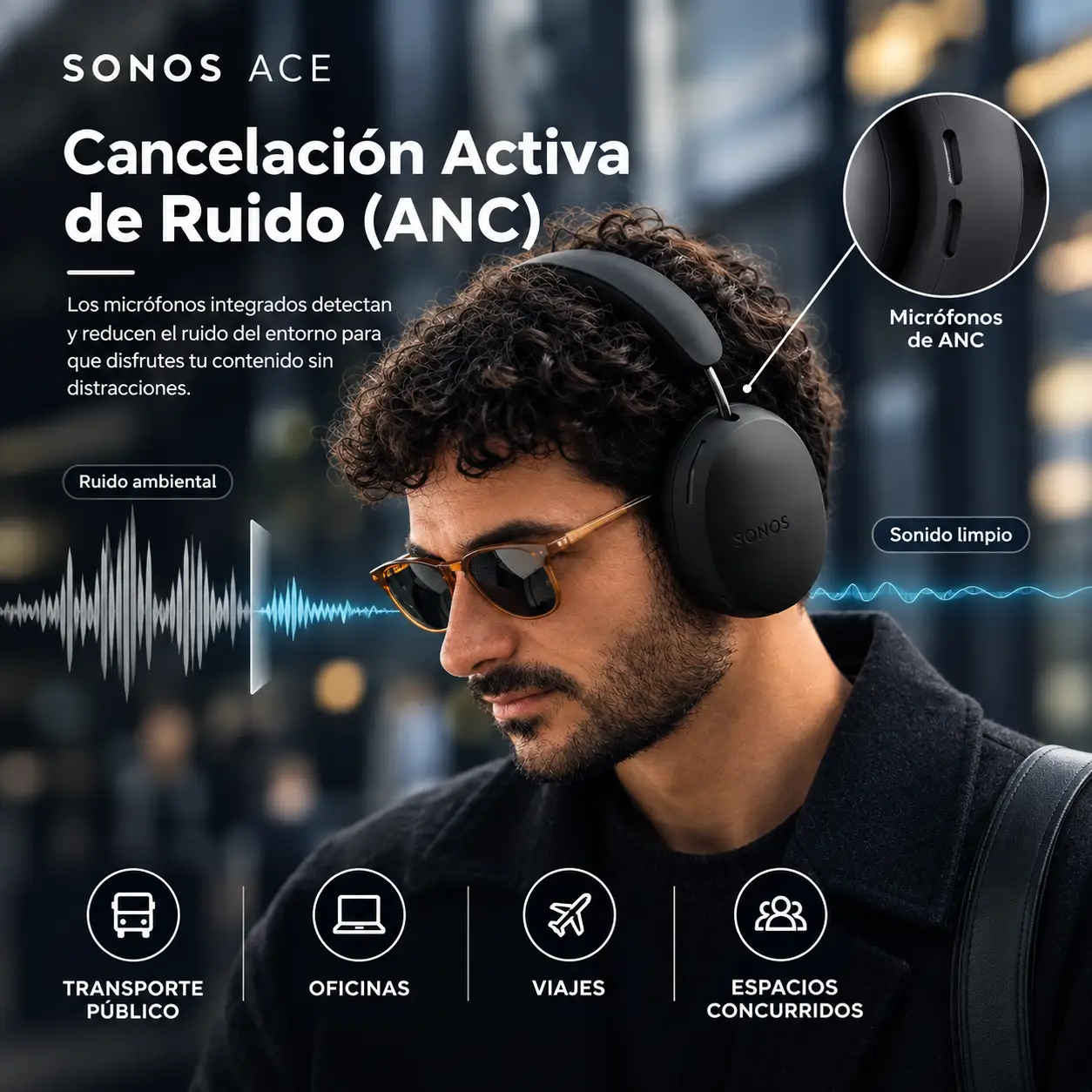 Sonos Ace Audifonos Inalámbricos Negro