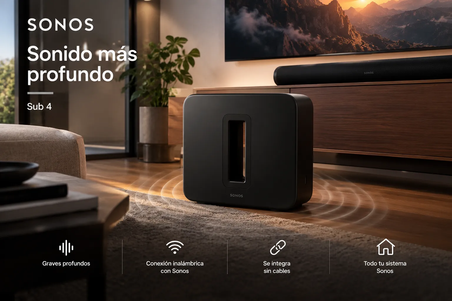 Sonos Sub 4 Subwoofer Inalámbrico Negro